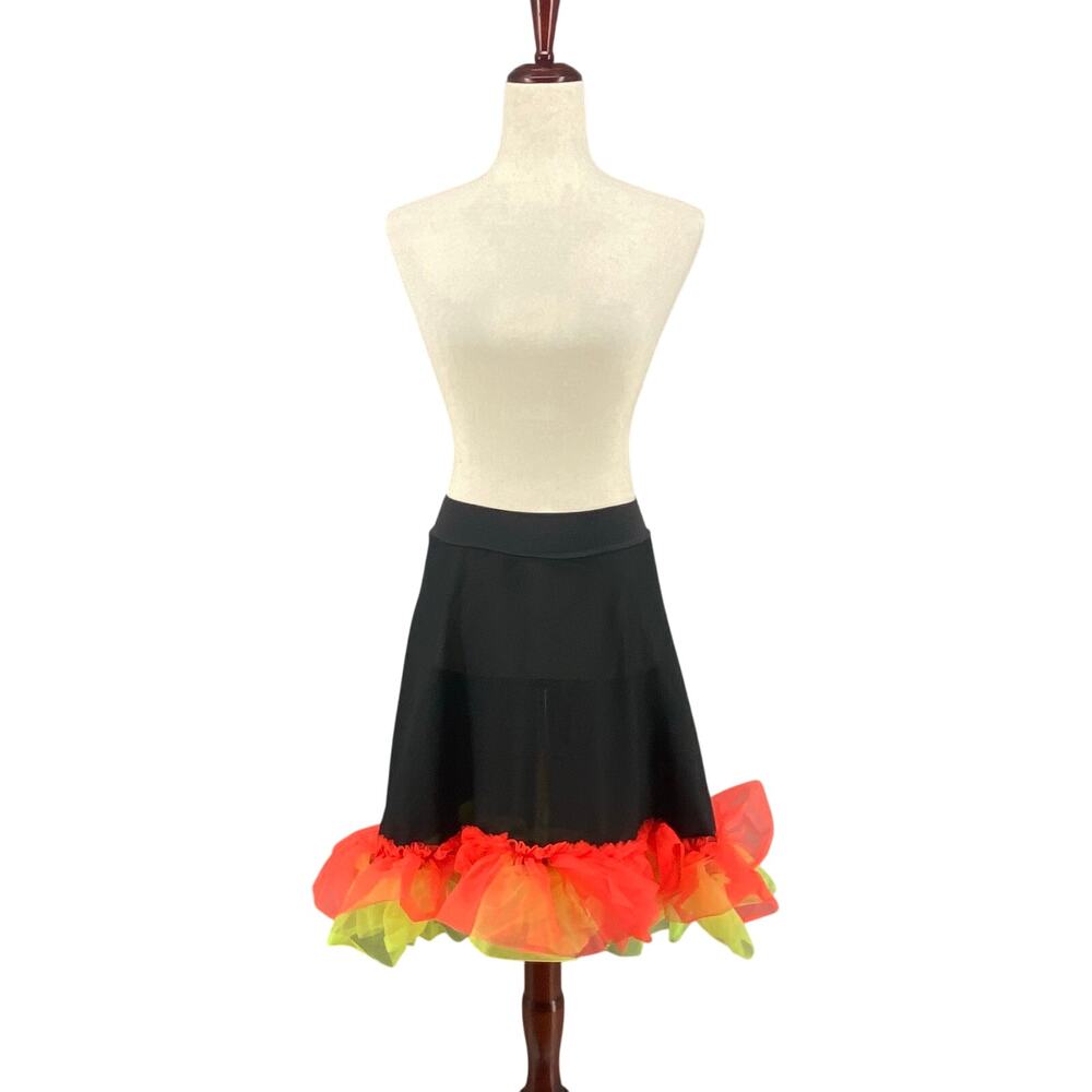 Capezio Dancewear High Low Ruffle Skirt Womens M Black Orange Yellow Flamenco‎